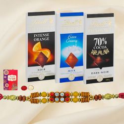 Fantastic Lindt Chocolate Bars with Rakhi Hamper w...