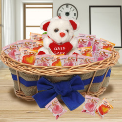 Breathtaking Arrangement of Chocolates and Teddy...