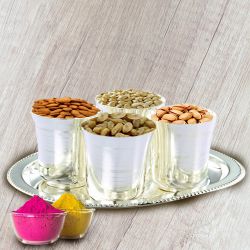 Dry Fruits in Silver Glass and Tray with free Gula...