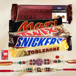 Delicous Chocolate Bars Hamper with 2 Designer Rak...