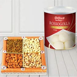 500 gms Assorted Dry Fruits with 1 Kg Haldiram Rasgulla to Hooghly