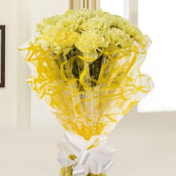 Precious Yellow Coloured Carnations Gift Bouquet<b...