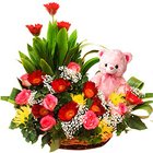 Dreamy Sweet Emotions Roses Basket with Gerberas to Nadia