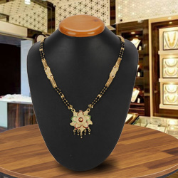 Feminine Gold Toned Metal Mangalsutra with Floral ...