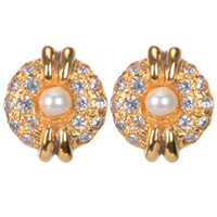 Dazzling Pearl Earrings Set Gold Plated with Ameri...