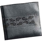 Flower Imprinted Black Genuine Leather Gents Walle...
