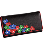 Blossom Themed Genuine Leather Wallet in Black wit...