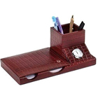 3 pcs Desktop Accessories Set made of genuine leat...