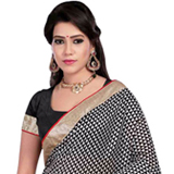 Poise’s Glaze Black and Red Bhagalpuri Print Saree...