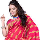 Enticing Red Coloured Georgette Saree with Striped...