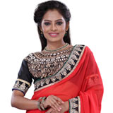 Trendy Printed Orange Saree Made of Crepe Fabric...