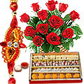 Elegant Rose Basket with Heavenly Collection of Sw...