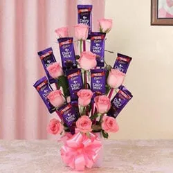 Marvelous Arrangement of Roses with Cadbury Dairy Milk Chocolates to Cooch behar Marvelous Arrangement of Roses with Cadbury Dairy Milk Chocolates to Cooch behar