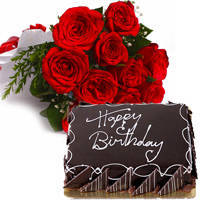 Pristine Bouquet of Red Roses with Eggless Chocos Cake to North 24 parganas Pristine Bouquet of Red Roses with Eggless Chocos Cake to North 24 parganas