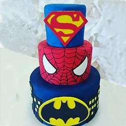 Divine 3 Tier Super Hero Cake for Kids Party to Cooch behar