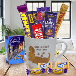 Sensational Chocolates and Mug with Aquarius Astrological Sign Print Gift Set to South 24 parganas Sensational Chocolates and Mug with Aquarius Astrological Sign Print Gift Set to South 24 parganas