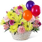 Enchanted Love Mixed Flowers Arrangement in Basket with Colorful Balloons to Madhyamgram Enchanted Love Mixed Flowers Arrangement in Basket with Colorful Balloons to Madhyamgram
