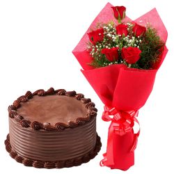 Everlasting Roses Bouquet with Fresh Cake to Behala Everlasting Roses Bouquet with Fresh Cake to Behala