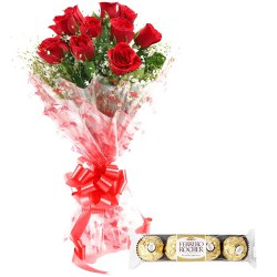 Expressive Bouquet of Red Roses with Ferrero Rocher to Cooch behar Expressive Bouquet of Red Roses with Ferrero Rocher to Cooch behar