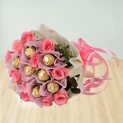 Amazing Bouquet of Ferrero Rocher with Pink Roses to Cooch behar Amazing Bouquet of Ferrero Rocher with Pink Roses to Cooch behar