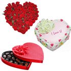 Amazing 24 Red Roses with 1/2 Kg Heart Shaped Cake and Heart Shaped Chocolate Box to Salt lake Amazing 24 Red Roses with 1/2 Kg Heart Shaped Cake and Heart Shaped Chocolate Box to Salt lake