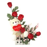 Exotic Red Roses with a Teddy and Heart with Affection Exotic Red Roses with a Teddy and Heart with Affection