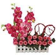 Cheerful Orchids and Matching Flowers with a Red Heart Cheerful Orchids and Matching Flowers with a Red Heart
