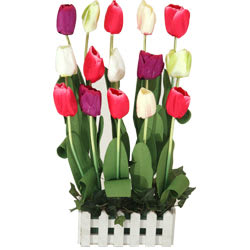 Impressive Artificial Arrangement of Long Lasting 15 Tulips Impressive Artificial Arrangement of Long Lasting 15 Tulips