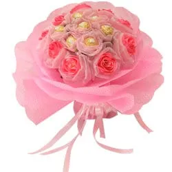 Silky Ferrero Rochers Passionate Love with Long Lasting Artificial Soft Pink Roses