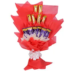 Luscious Chocolate Bouquet of Six Cadbury Dairy Milk N Six Cadbury Five Star Luscious Chocolate Bouquet of Six Cadbury Dairy Milk N Six Cadbury Five Star
