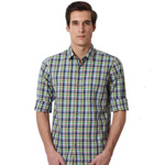 Refreshing Blue Checkered Peter England Shirt Refreshing Blue Checkered Peter England Shirt