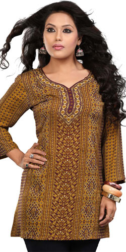 Fascinating Crepe Silk Printed Kurti in Yellow Colour Fascinating Crepe Silk Printed Kurti in Yellow Colour