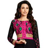 Fascinating Embroidered Anarkali Salwar Kameez in Black and Pink Fascinating Embroidered Anarkali Salwar Kameez in Black and Pink