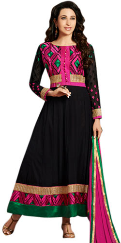 Fascinating Embroidered Anarkali Salwar Kameez in Black and Pink Fascinating Embroidered Anarkali Salwar Kameez in Black and Pink