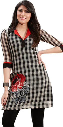Raffish Confidence Linen Checks Kurti Raffish Confidence Linen Checks Kurti