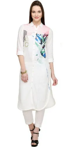 Intricate White Kurti by 