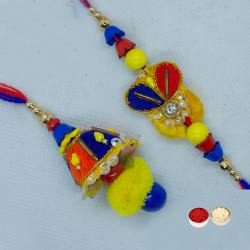 Designer Bhaiya Bhabhi Rakhi Set Filled with Happiness Designer Bhaiya Bhabhi Rakhi Set Filled with Happiness
