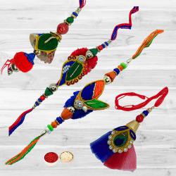 Dazzling Swastik Designer Bhaiya Bhabhi Rakhi Set Dazzling Swastik Designer Bhaiya Bhabhi Rakhi Set