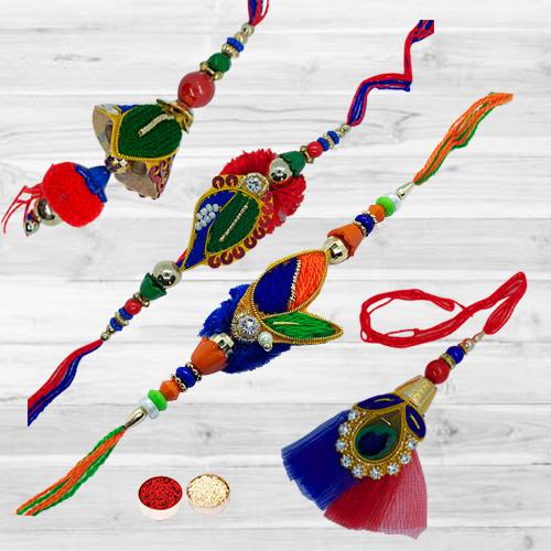 Dazzling Swastik Designer Bhaiya Bhabhi Rakhi Set Dazzling Swastik Designer Bhaiya Bhabhi Rakhi Set