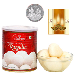 Rosgulla with Silver Plated Coin Rosgulla with Silver Plated Coin