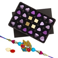 Sumptuous n Delightful pack of 24 pcs Assorted Home made Chocolates with Rakhi and Roli Tilak Chawal Sumptuous n Delightful pack of 24 pcs Assorted Home made Chocolates with Rakhi and Roli Tilak Chawal