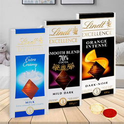 Enjoy with Lindt Chocolate Bars with free Roli Tilak and Chawal Enjoy with Lindt Chocolate Bars with free Roli Tilak and Chawal