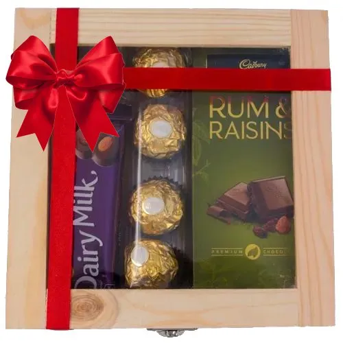 Pleasurable Wooden Gift Box of Assorted Chocolates