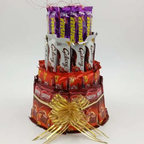 Delightful 4 Layer Tower Arrangement of Assorted Chocolates