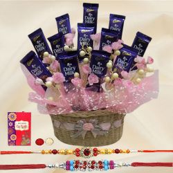 Sweet Memories Chocolates Gift Set with Free 2 Rakhis and Roli Tilak Chawal Sweet Memories Chocolates Gift Set with Free 2 Rakhis and Roli Tilak Chawal