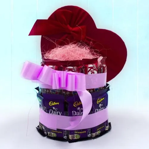 Luscious Two Tier Arrangement of Cadbury n Kitkat Luscious Two Tier Arrangement of Cadbury n Kitkat