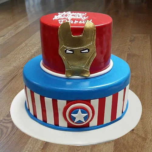 Remarkable 2-tier Avenger Theme Eggless Chocolate Cake