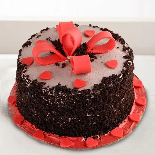 Yummy Eggless Black Forest Cake with Heart N Flower Design