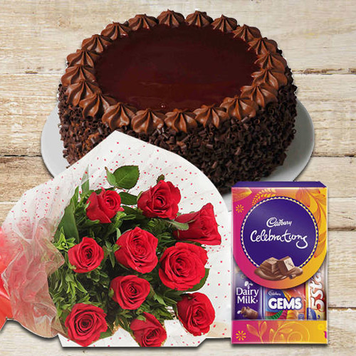 Order Online Red Roses Bouquet with Cake N Cadbury Pack Order Online Red Roses Bouquet with Cake N Cadbury Pack