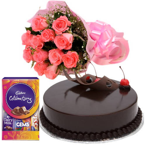 Glorious Flower, Cake and Chocolate Hamper Glorious Flower, Cake and Chocolate Hamper
